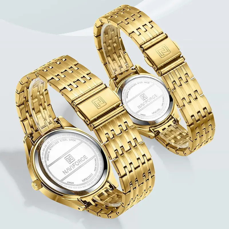 Naviforce NF8039 Gold-tone Couple Watch